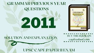 Previous Year Grammar Questions CAPF 2011
