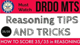 How to score 35 marks in DRDO MTS REASONING || TIPS AND TRICKS FOR DRDO REASONING || #DRDOMTS #drdo