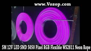 5M 12V LED SMD 5050 Pixel RGB Flexible WS2811 Neon Rope IP67 Waterproof