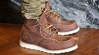 $40 Red Wing 6 Inch Moc Toe Boot Outlet Find Shot in 4k on a Canon 5D Mark IV