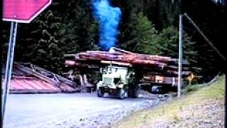 ROCK TRUCK, 1954 EUCLID HAULING LOGS, BETTER QUALITY VERSION