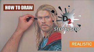 Colored Pencil Drawing Thor - Timelapse Video | draw2night