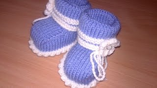 Вязаные пинетки спицами knitting booties.Часть 1.Как связать простые пинетки спицами+для начинающих.
