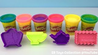 Play Doh Sparkle Compound Collection with Biscuit Teapot and Cup Molds Fun Creative for Kids