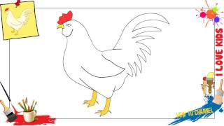 How to draw a chicken EASY & SLOWLY step by step for kids