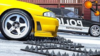 ПОЛИЦЕЙСКИЕ ШИПЫ ПРОТИВ МАШИН! (Beamng drive)