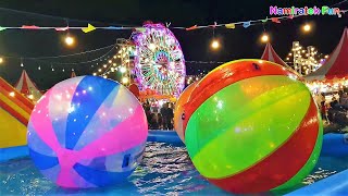 Aksi Bermain Mainan Anak Balon Air (Water Ball) & Naik Odong Odong Putar