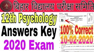 12th Psychology Anawers Key 2020 Exam Bihar Board  ||DhirajStudiesTube||