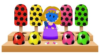 Learn Colors with Soccer Balls Shapes and Ice Cream Candies by KidsCamp