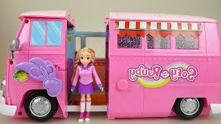 Pink Camping car and Baby doll toys play
