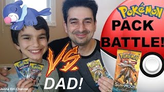 Pokemon Pack Battle: VS My Dad! Pokemon Sun and Moon Jenna Em