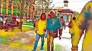 Cartoon Styles with Deep Learning AI -  Прогулка по Крещатику, Киев Украина / Весна 2019