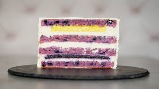 ЧЕРНИЧНО-ЛИМОННЫЙ ТОРТ. Торт с черничным желе и лимонным курдом.
