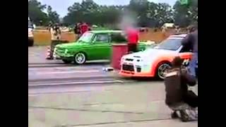 Тюнинг автомобилей .  Драг рейсинг . Запорожец vs восьмерка ! Ваши ставки господа !