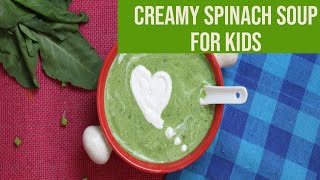 Creamy Spinach Soup for Kids [Palak cream soup recipe]