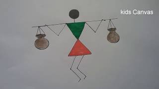 How to draw warli art, tribal art, warli painting for kids
