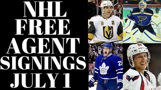 NHL FREE AGENTS 2018 -  Early Signings July 1