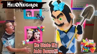 Hello Neighbor in Real Life!!! JoJo Bows Scavenger Hunt! He Stole My JoJo Siwa Bow Collection!!!