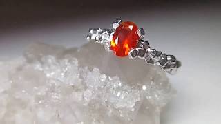 Fire Opal Silver Ring code 10376  Серебряное кольцо с огненным опалом