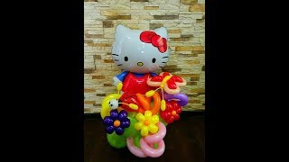 как сделать ХЕЛЛО КИТТИ из воздушных шаров/ how to make a HELLO KITTY balloon, Hello kitty balloon