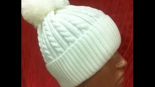 ♥♥♥Шапка жгутами спицами+шапка +с помпоном♥♥♥.Часть 1.Мастер класс +вязание спицами.Женская шапка