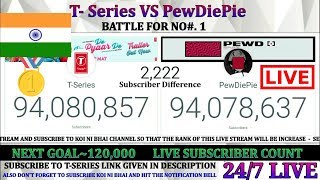 PEWDIEPIE VS T-SERIES | LIVE SUB COUNT | T SERIES VS PEWDIEPIE | SUBSCRIBER COUNT LIVE FROM INDIA