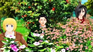 MMD SNK "Dress in Drag and Do the Hula" Attack On Titan funny AOT Luau meme animation Eren Jean Levi