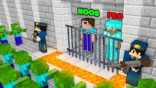 ZOMBIE JAIL ESCAPE CHALLENGE in MINECRAFT ANIMATION BATTLE: NOOB vs PRO vs HACKER vs GOD
