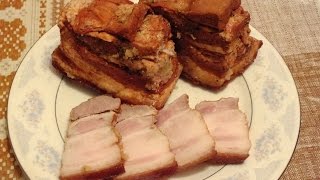 Посол сала в луковой шелухе и с жидким дымом  подкопченное сало