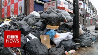 Waste piles up in city amid bin strike - BBC News