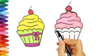 Как рисовать кекс-  кекс раскраска - Как покрасить кекс - Как рисовать и цвет