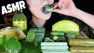 YEŞİL YİYECEKLER YEDİM | Fıstık Sarma, Malaga Pasta, Marzipan, Çikolata, Jöle, Pankek | TÜRKÇE ASMR