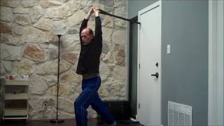 Stretching with a Strap in the Door