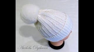 Шапка спицами "Снежок". Мастер класс. Knitting cap. Master Class.