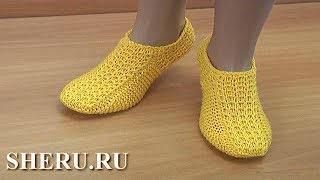 Супер удобные следки без швов на двух спицах. Урок 269