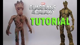 How to make Groot Guardians of the Galaxy Polymer Clay Tutorial / Groot en Porcelana Fría (Pt 2)