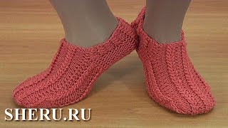 Уютные следки на двух спицах без швов.