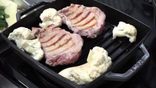Staubグリルパンで豚肉と野菜を焼いてみた Grilled Pork