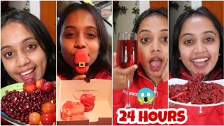 I only ate RED food for 24 HOURS?|gopsvlog