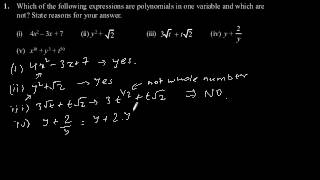 CBSE Class-9 Maths NCERT solution - Polynomial - Exercise 2.1 - Problem 1