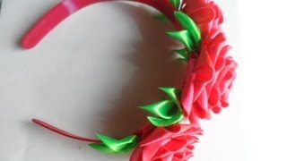 hand made Как сделать ободок с розами  Канзаши роза