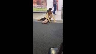Drunk lady tumbles at LAX