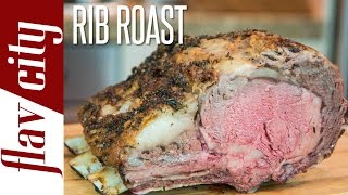 Herb Crusted Prime Rib Roast - Standing Rib Roast - FlavCity with Bobby