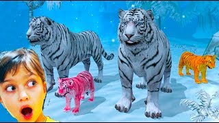 СИМУЛЯТОР ДИКОЙ КОШКИ Мультик игра про животных Семья белого ТИГРА Детский летсплей #Валеришка