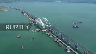 Drone footage captures opening day of Kerch Strait Bridge