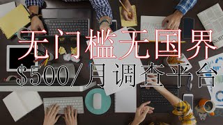 月薪$500无网络门槛的调查大平台，小白也可以，支持手机端和电脑端