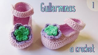 Como tejer guillerminas, merceditas a crochet para bebe (1/2)
