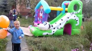 Батут HAPPY HOP 9109 далматин, видео дети прыгают.