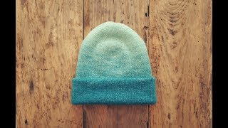 Двухсторонняя шапка от макушки с градиентом. МК.