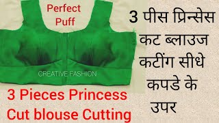 Three Pieces Princess cut Blouse  cutting  on Fabric.very easy way.